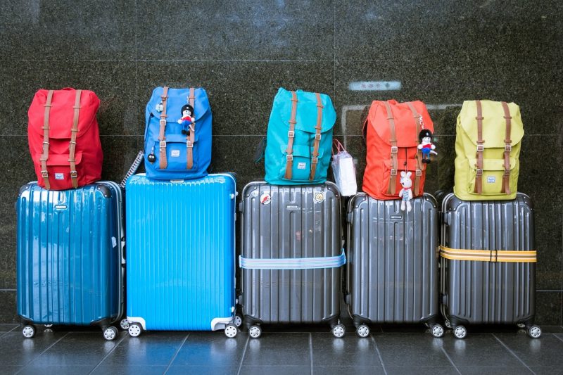 Travel luggage in a row 