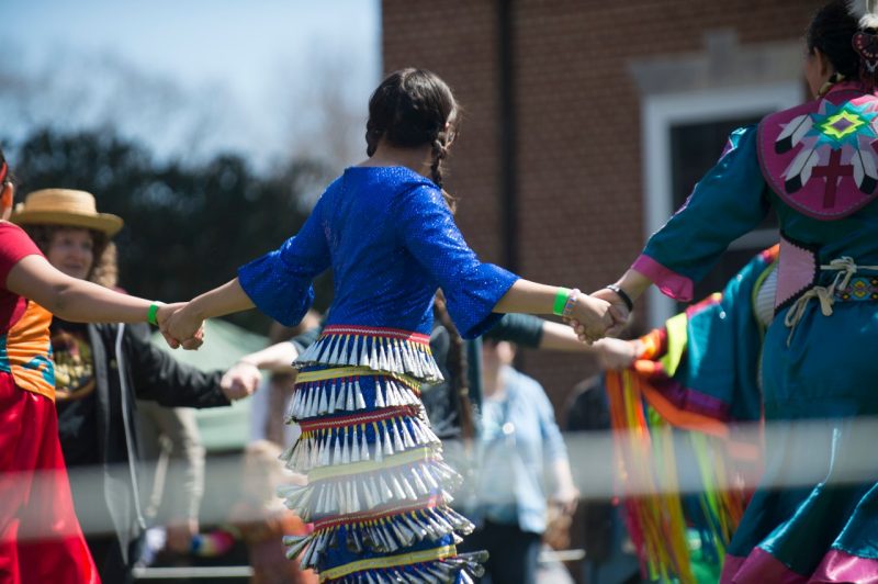 Virginia Tech’s Ati: Wa:oki Indigenous Community Center and Native at VT hosts its annual powwow in the spring.