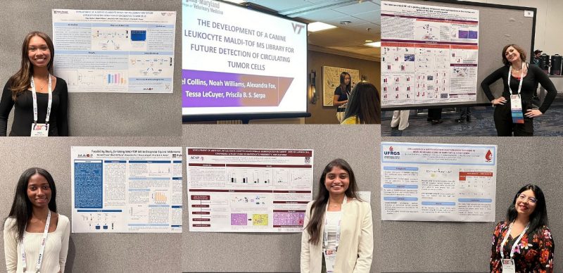 Collage of photos of presenters standing beside their research posters.
