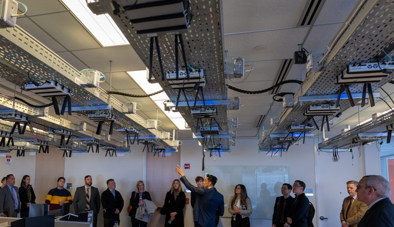 tour of CCI xG Testbed, which is comprised of 72 base stations on a ceiling rack. 