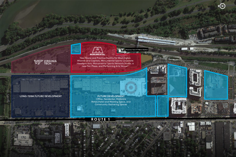 This map shows the location of a new sports and entertainment facility