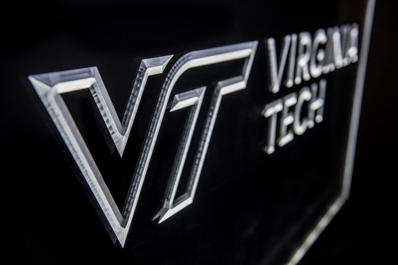 Virginia Tech logo in black and silver