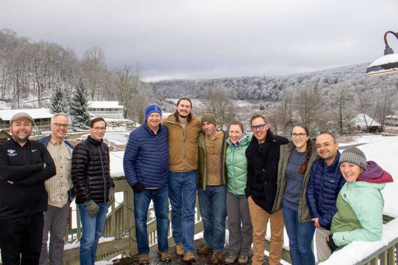 The Invasive Species Working Group at their winter retreat at Mountain Lake. Photo by Felicia Spencer for Virginia Tech.