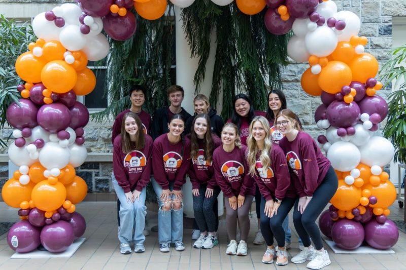 PRISM students pose in the Pamplin atrium during Giving Day 2023. Giving Day 2024 begins at noon EST on Wednesday, Feb. 21, and runs through noon EST on Thursday, Feb. 22. Photo by Andy Santos for Virginia Tech.