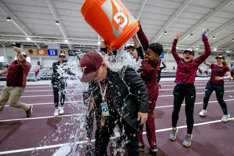 Cianelli receiving celebratory bath
