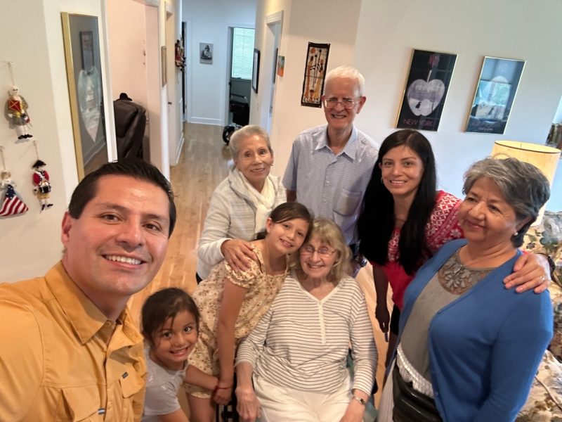George and Marjorie Norton, professor emeriti, Vanessa Carrion-Yaguana, and her family in 2023. Photo courtesy of Vanessa Carrion-Yaguana.