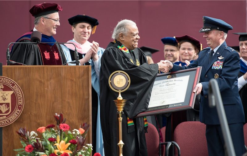 Irving Peddrew III receives his honorary degree from Virginia Tech