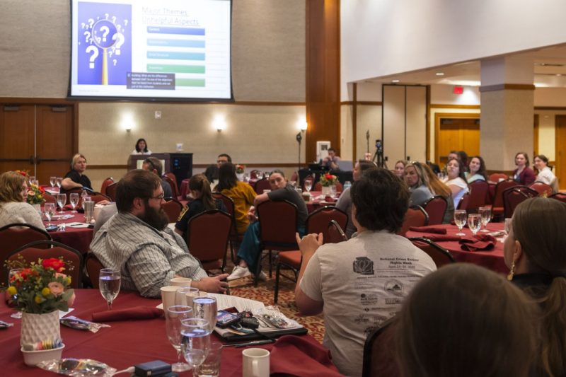 An audience member of the SVPI Summit asks a questions of speaker Allison Tobar.