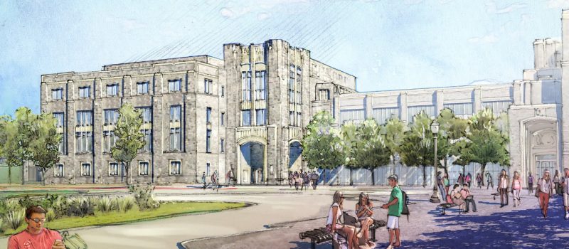 New Business Building A rendering of the New Business Building, the second planned academic building for the Global Business and Analytics Complex.