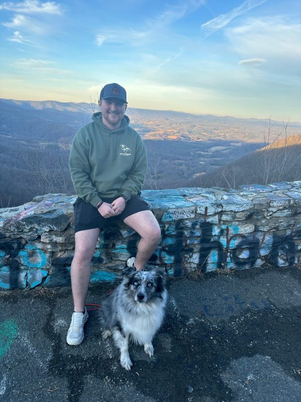 Cody Campbell 2 Cody Campbell and his australian shepherd, Slate. during a hike.