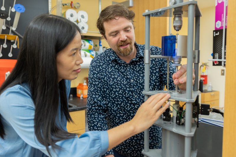 Two Virginia Tech faculty work in the Center for Photonics Lab.