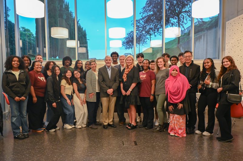 Group picture of the DEIB Around the World 2024 cohort with Virginia Tech Provost Cyril R. Clarke and other university stakeholders