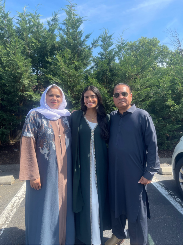 Rabihah with her mother and father