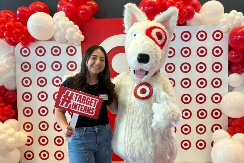 Juliana Iacono at Target Juliana Iacono poses with the Target mascot, a furry dog