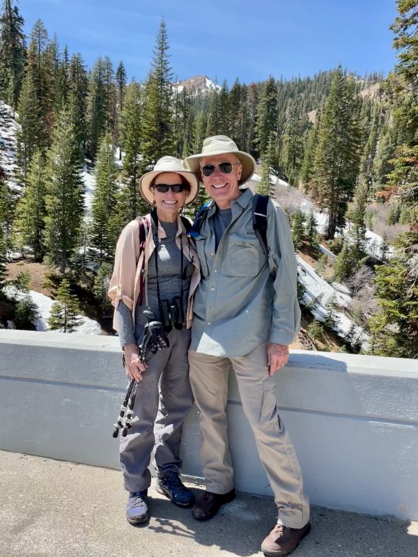 Deb and Dennis McDonald (from left) hike in Lassen Volcanic Park. Photo courtesy of Deb McDonald.