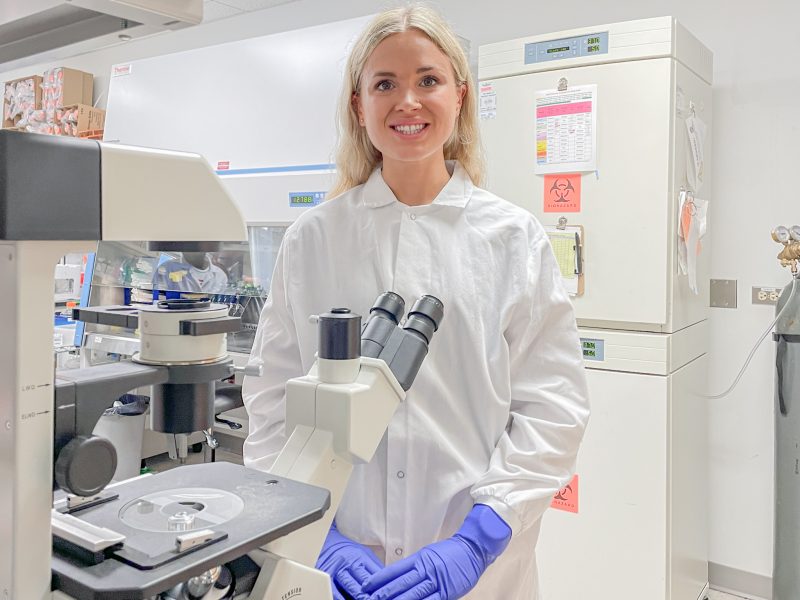 THis shows Kaylee Petraccione in her lab.