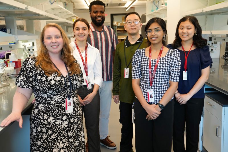 Kathleen Mulvaney (at left) with lab members