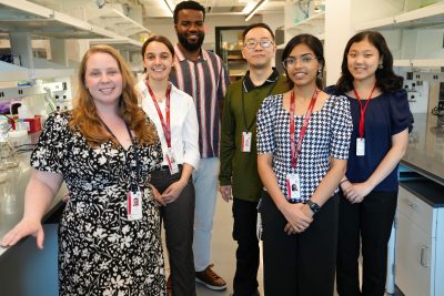 Kathleen Mulvaney (at left) with lab members