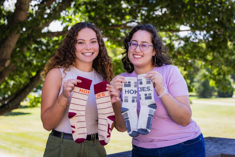 2024 Hokie socks designers, Mikaela Saint Hilaire and Mia Jimenez 