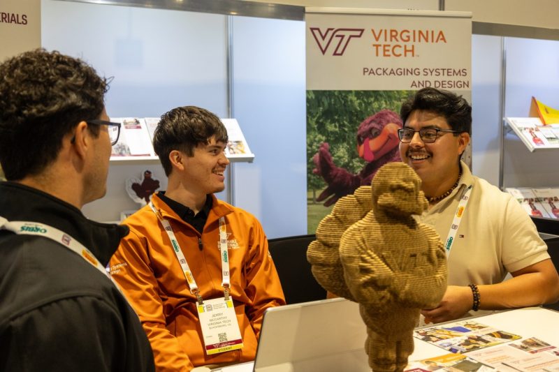 McCarthy with the corrugated HokieBird.