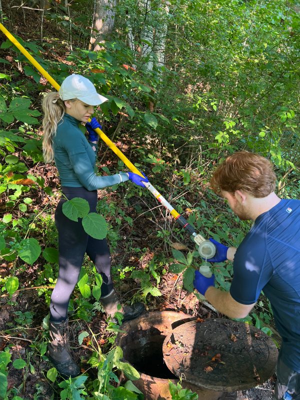 Students collecting water samples