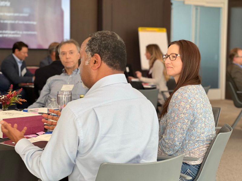 People talk at roundtable discussion