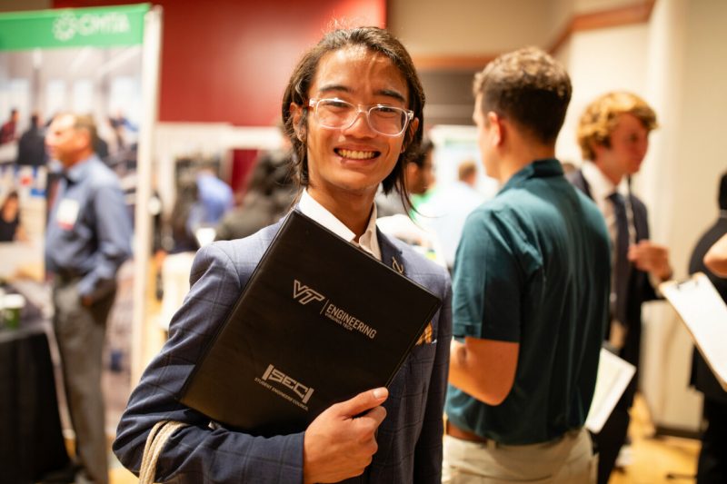 A student attends the SEC expo. Photo by Peter Means for Virginia Tech