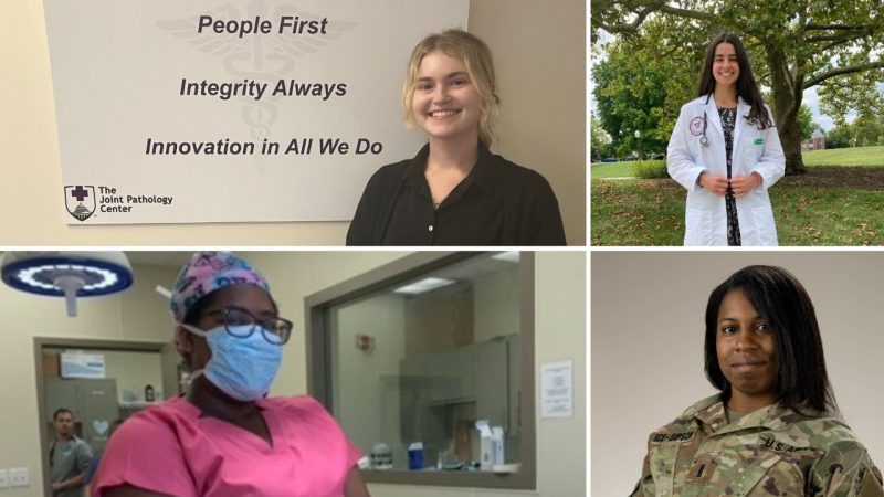 Uncommon Vet Careers - 2 Photo collage of students from the Virginia-Maryland College of Veterinary Medicine's Doctor of Veterinary Medicine class of 2025.