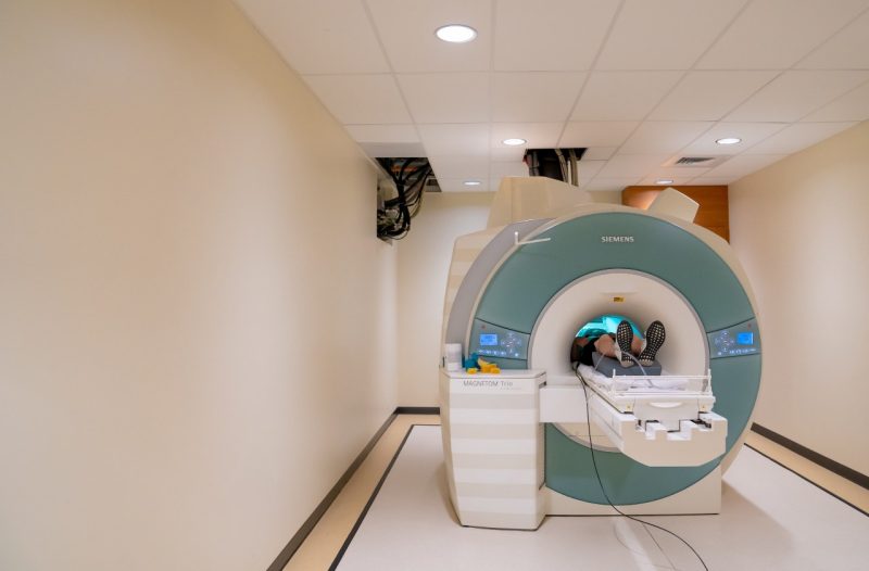 Research participant in a Magnetic Resonance Imaging (MRI) machine.