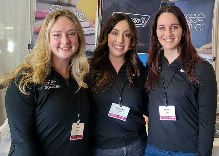 Noelle Brands Representatives from Newell Brands were (from left) packaging alumna Morgan Bright '23, Meredith Steinbeck, and Michelle Lipka..