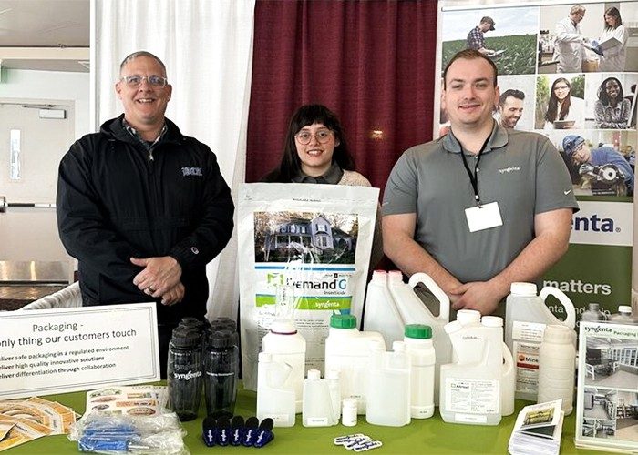 Syngenta Syngenta was represented at HokiePack by (from left) packaging engineer Josh House, packaging intern and Virginia Tech junior Lisset Nucamendi, and Virginia Tech packaging alumnus Thal Larsen Jack '21.