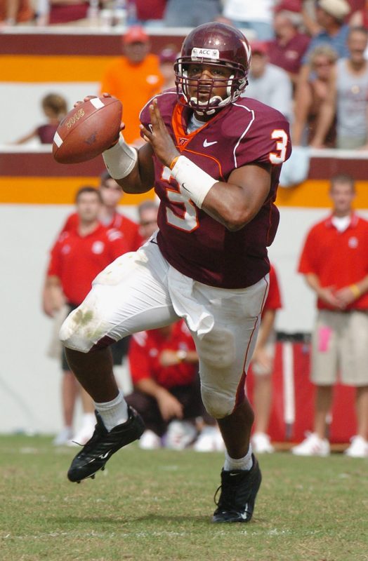 Bryan Randall attempting a pass against NC State in 2004