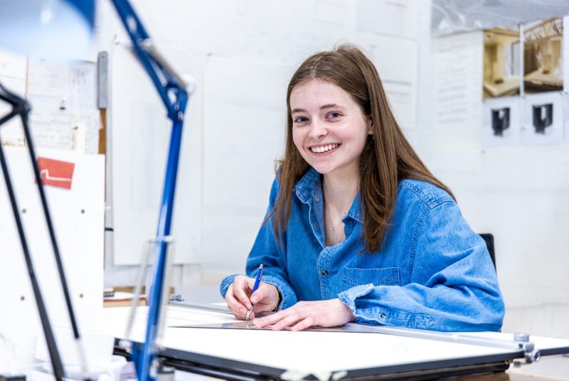 Brynn McClatchy A student sits at a desk.