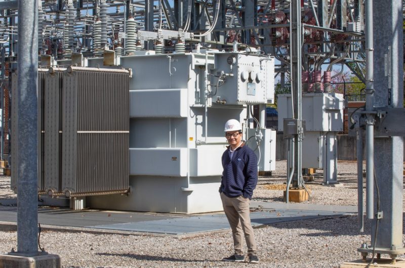 Nam Nguyen Nam Nguyen stands, wearing a hard hat, stands in front of the Blacksburg substation.