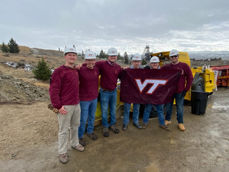 Students standing at a mining competition.