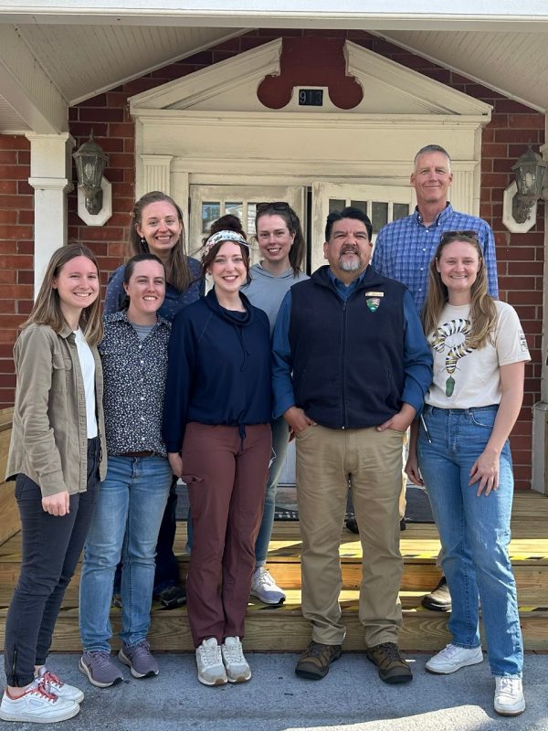 Students join Park Service chief Most of the research team at a training at Reconstruction Era National Historical Park, we got the chance to meet the Director of the National Park Service Charles F. “Chuck” Sams III. Left to right are Jess Henry, Paige Crane, Amber Hawes, Mary Grace Larson, Maia Caddle, Charles F. “Chuck” Sams III, Dr. Bob Powell, Cami Miller