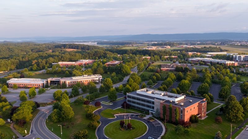 View from above of the Virginia Tech Corporate Research Center.
