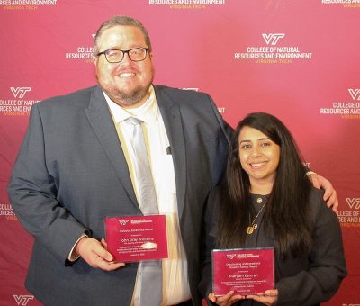 John Gray Williams and Maryam Kamram John Gray Williams (left) won the Inclusive Excellence Award and Maryam Kamraan (right) earned the award as the Outstanding Undergraduate Student Mentor