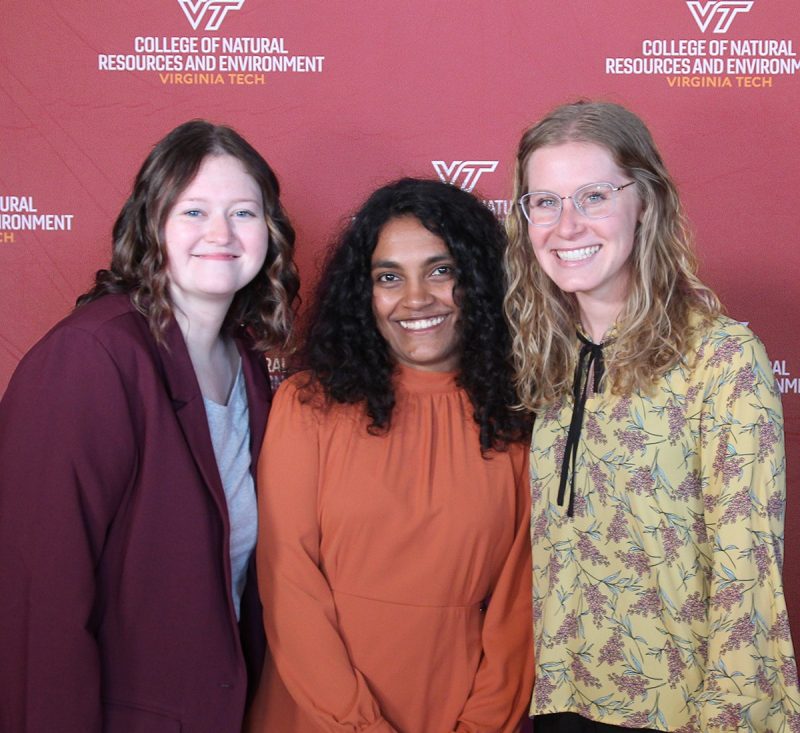 Burkhart winners The Outstanding Masters Students for CNRE are (from left): Kalin Ferguson, Chrishma Perera, and Caroline Vickery.