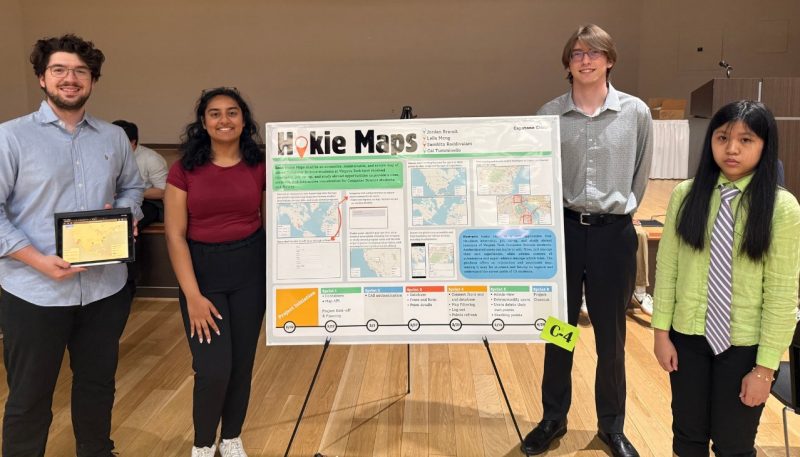 Students in front of research poster.