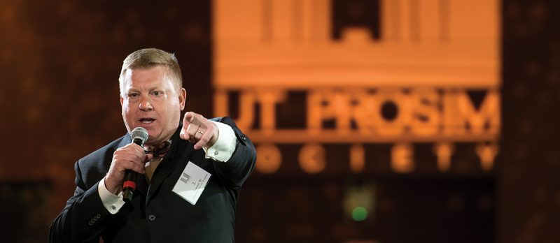 J. Pearson spoke to the Virginia Tech Ut Prosim Society in 2018. Photo by Logan Wallace for Virginia Tech.