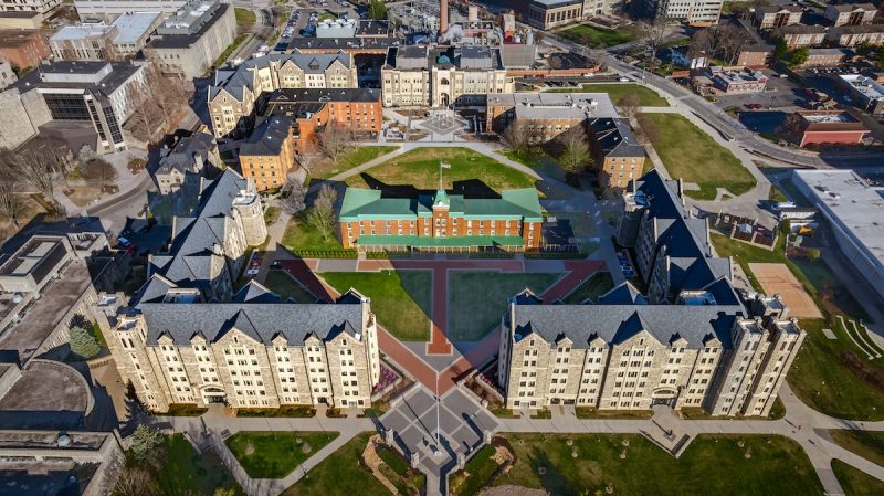 Drone view of Upper Quad. 
