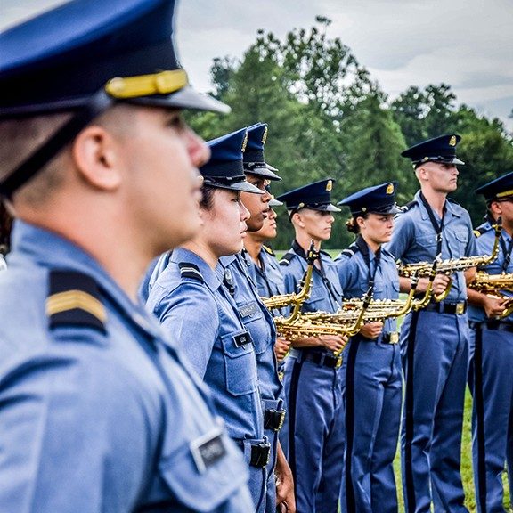 The Highty-Tighties practice on the Drillfield.